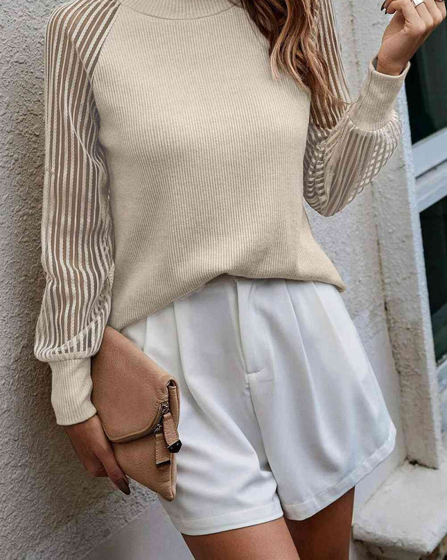 Round Neck Raglan Sleeve Knit Top