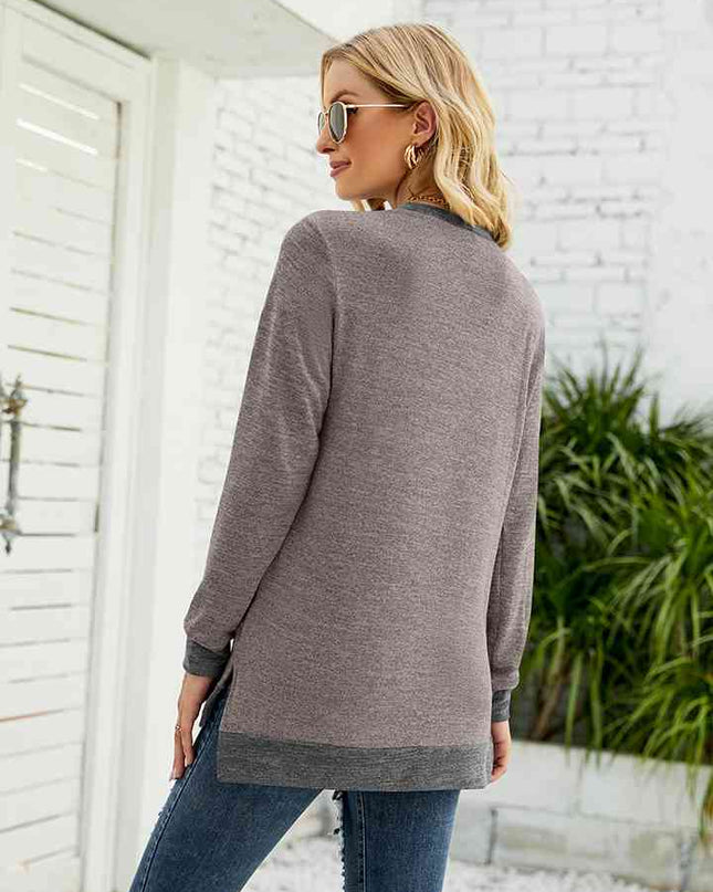 Round Neck Long Sleeve Blouse