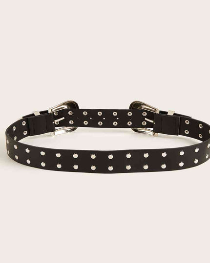 Double Row Studded PU Leather Belt