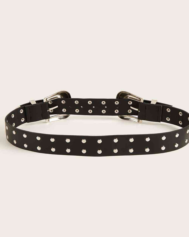 Double Row Studded PU Leather Belt