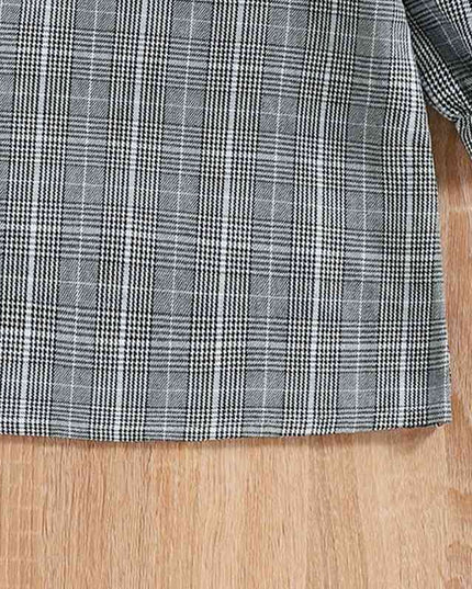 Plaid Flounce Sleeve Dress