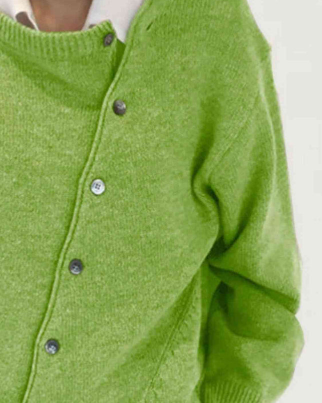 Dropped Shoulder Buttoned Cardigan