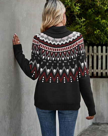 Turtleneck Ribbed Trim Sweater