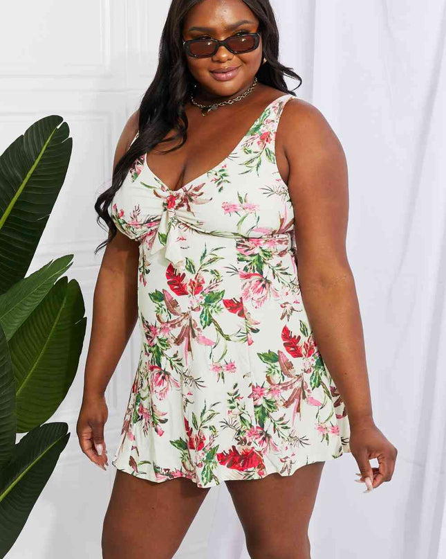 Marina West Swim Full Size Sail With Me V-Neck Swim Dress in Cream