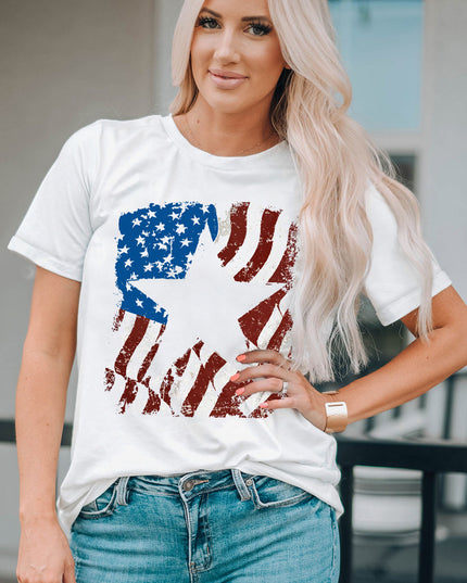 US Flag Graphic Round Neck Tee