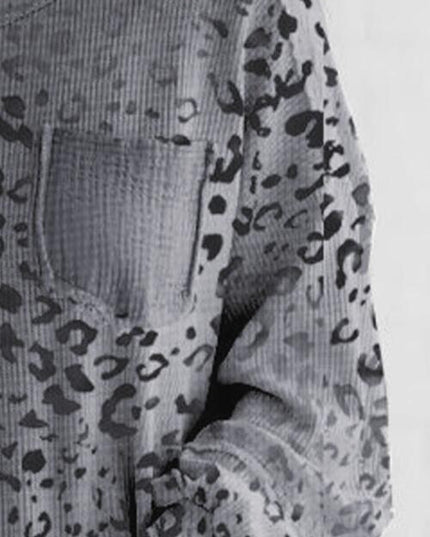 Pocketed Leopard Dropped Shoulder T-shirt