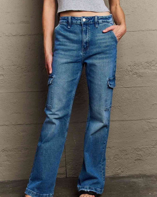 Kancan Holly High Waisted Cargo Flare Jeans