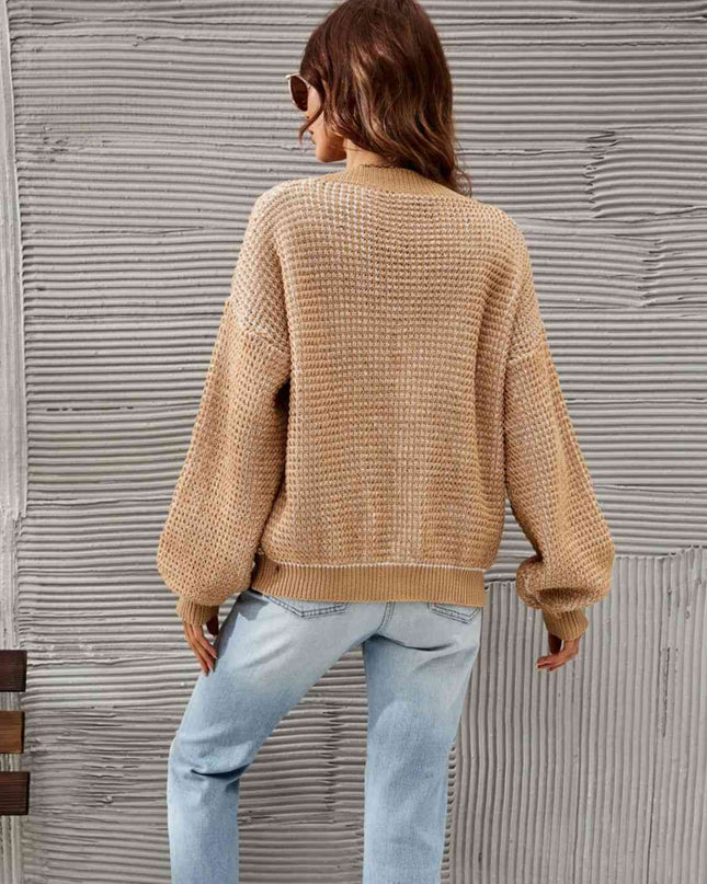 V-Neck Dropped Shoulder Cardigan