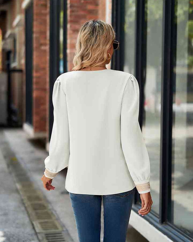 V-Neck Long Sleeve Blouse
