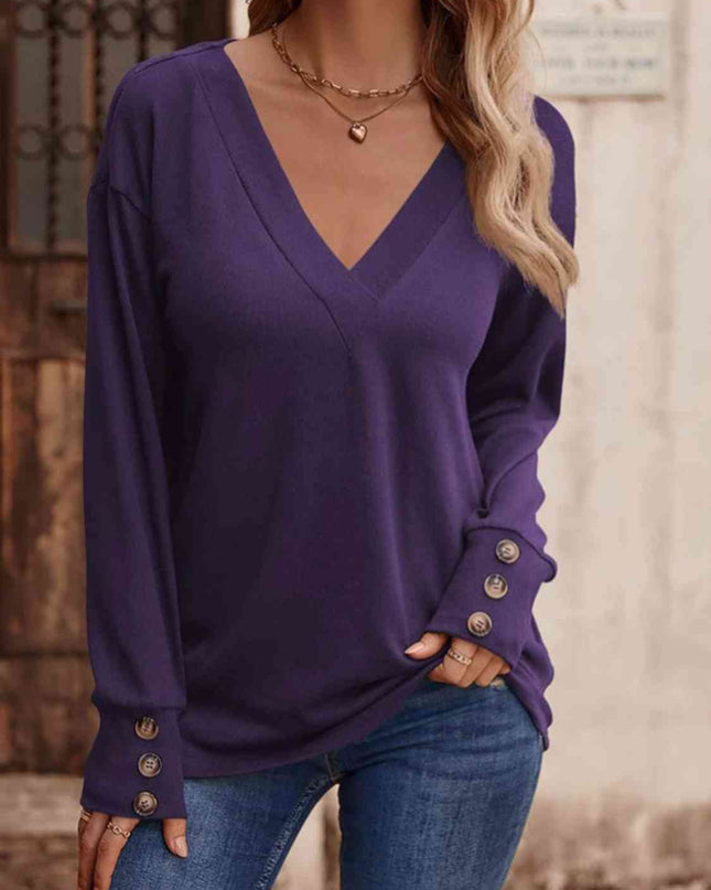 V-Neck Long Sleeve Top