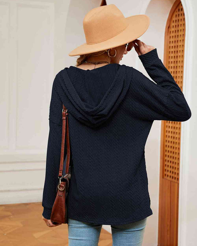 Half-Button Dropped Shoulder Hoodie