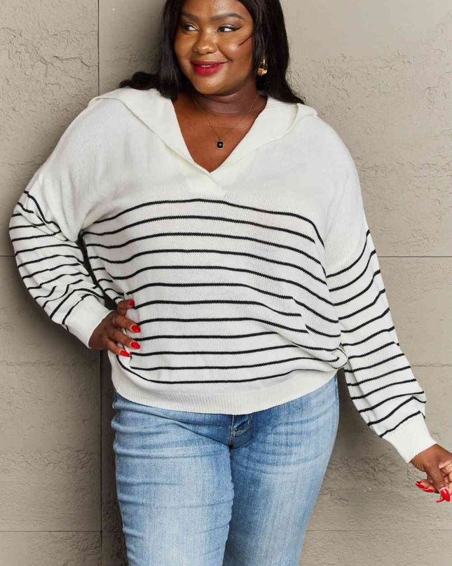Sew In Love Make Me Smile Striped Oversized Knit Top