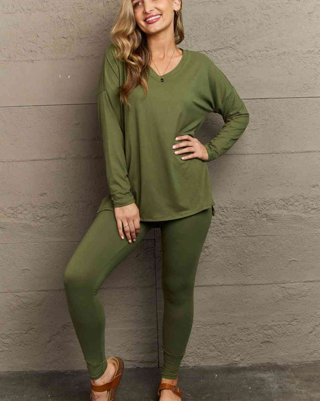 Zenana Lazy Days Full Size Long Sleeve and Leggings Set