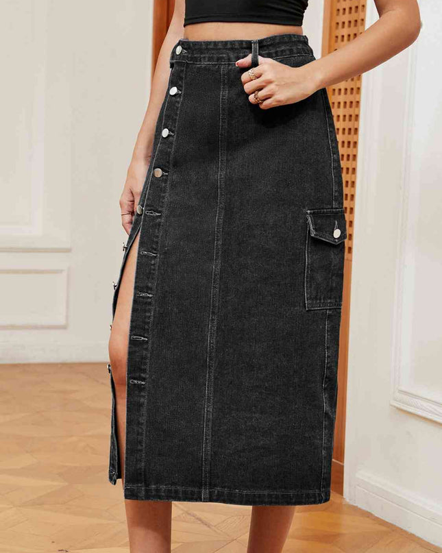 Button Down Denim Skirt
