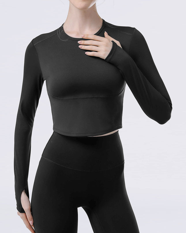 Round Neck Long Sleeve Active T-Shirt