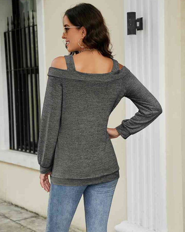 Cold Shoulder Cutout Square Neck Blouse