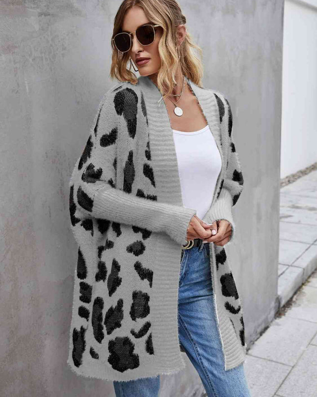 Leopard Pattern Fuzzy Cardigan