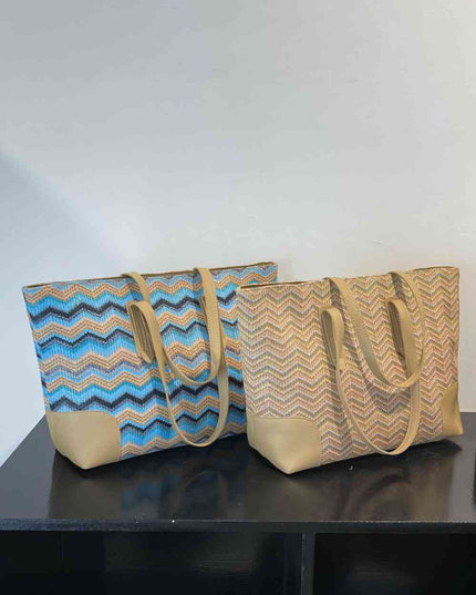 Chevron Straw Tote Bag
