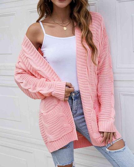 Open Front Dropped Shoulder Longline Cardigan