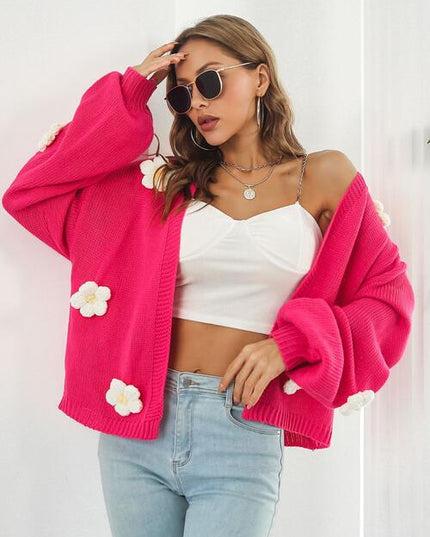 Floral Open Front Long Sleeve Cardigan