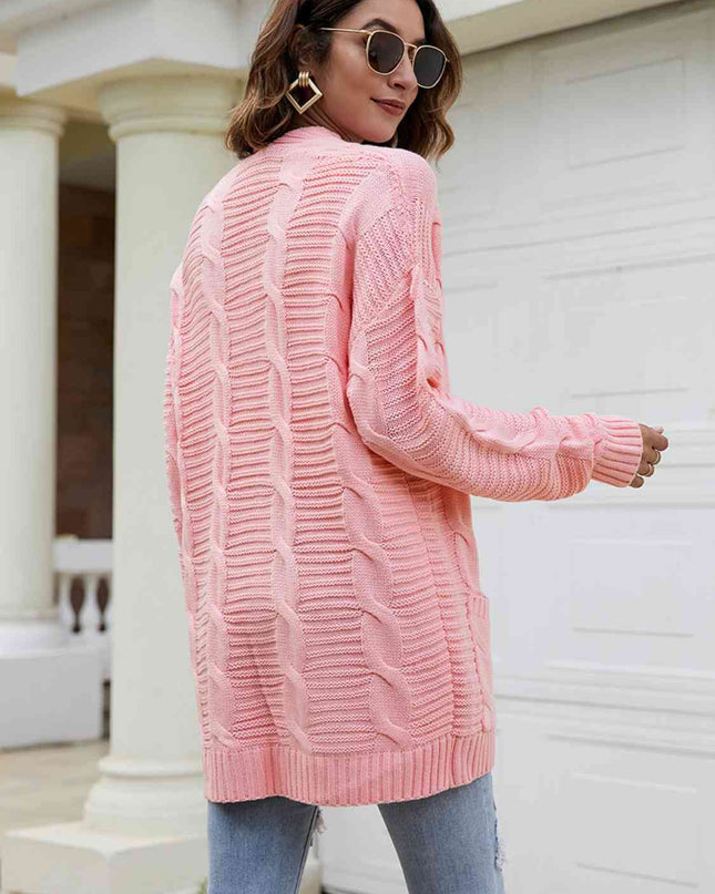 Open Front Dropped Shoulder Longline Cardigan