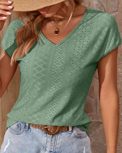 Twisted Open Back Eyelet Top