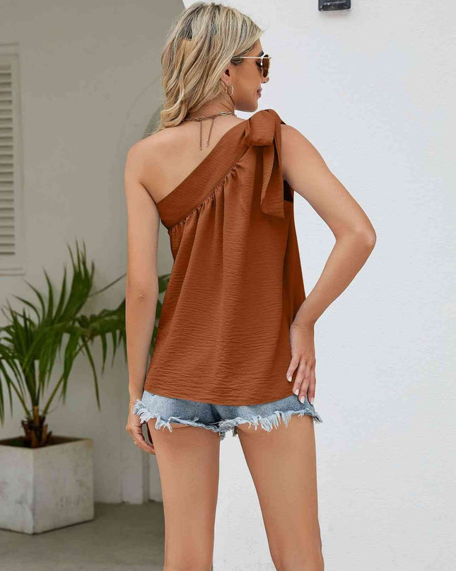 Tied One-Shoulder Sleeveless Top