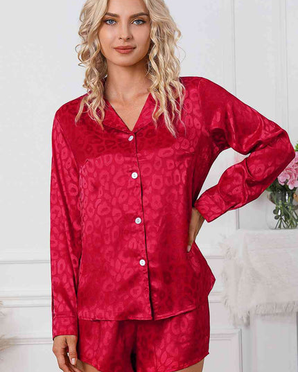 Long Sleeve Shirt and Shorts Lounge Set