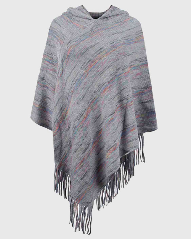Fringe Hem Hooded Poncho