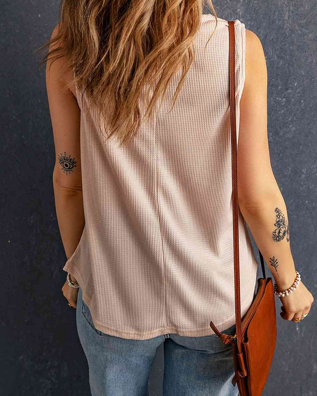 Waffle Knit Round Neck Tank