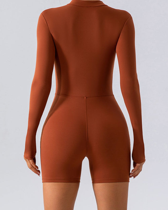 Half Zip Long Sleeve Active Romper