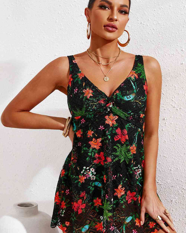 Full Size Twist Front Sleeveless Swim Dress