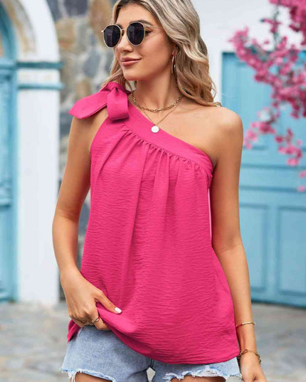 Tied One-Shoulder Blouse