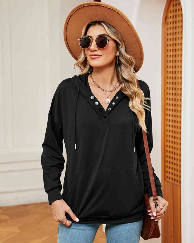 Quarter-Snap Drawstring Hoodie