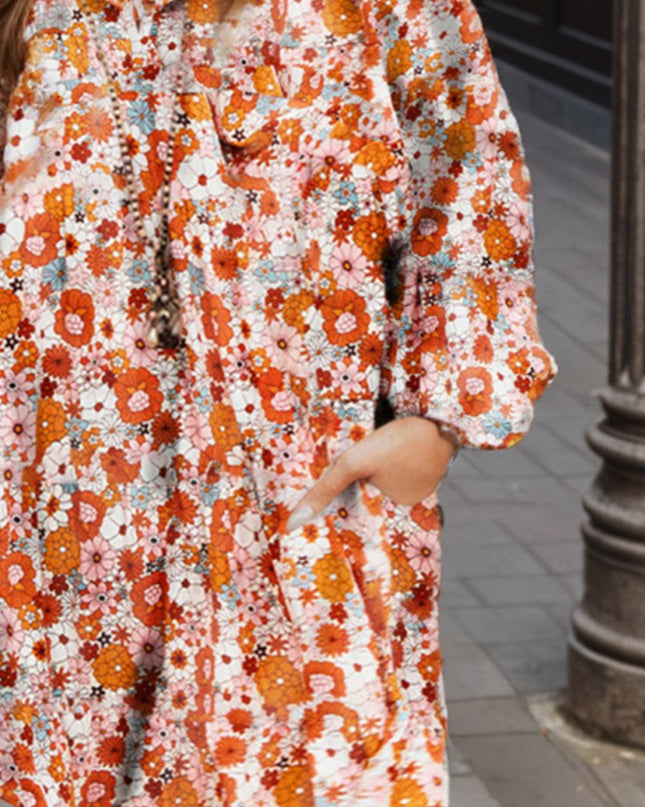 Floral Balloon Sleeve Mini Dress