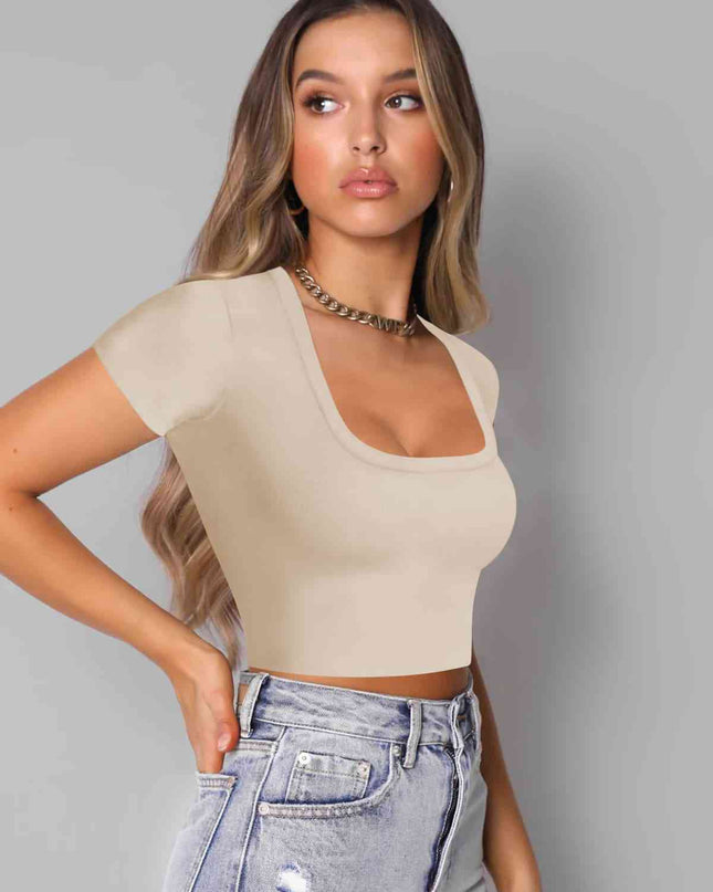 Square Neck Cropped T-Shirt
