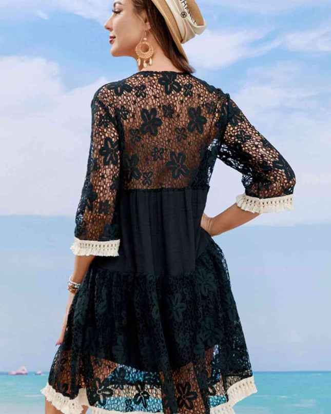 Tassel Spliced Lace Cover Up
