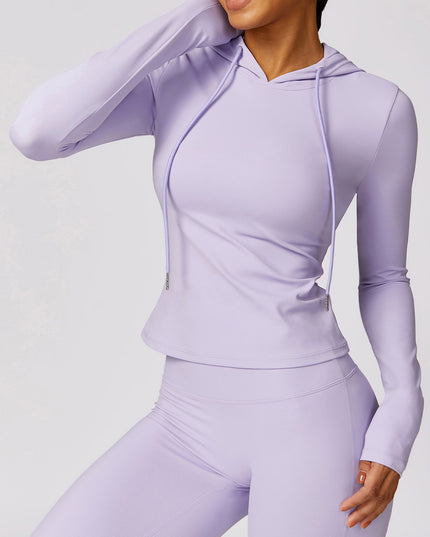 Drawstring Long Sleeve Hooded Active T-Shirt