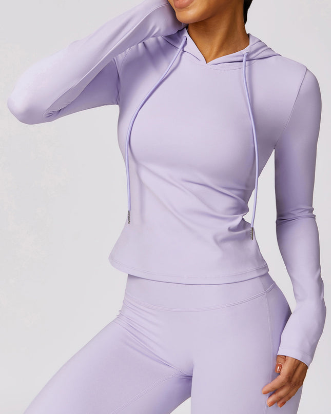 Drawstring Long Sleeve Hooded Active T-Shirt