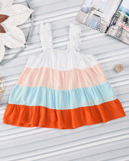 Color Block Ruffle Strap Tank