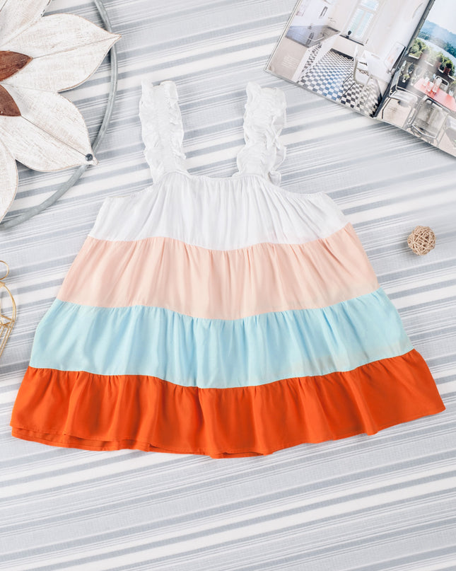 Color Block Ruffle Strap Tank