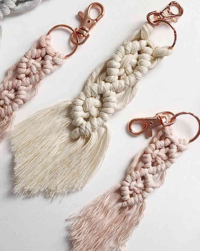 Assorted 4-Pack Macrame Fringe Keychain