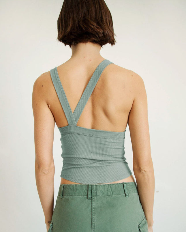Halter Neck Ribbed Cropped Top