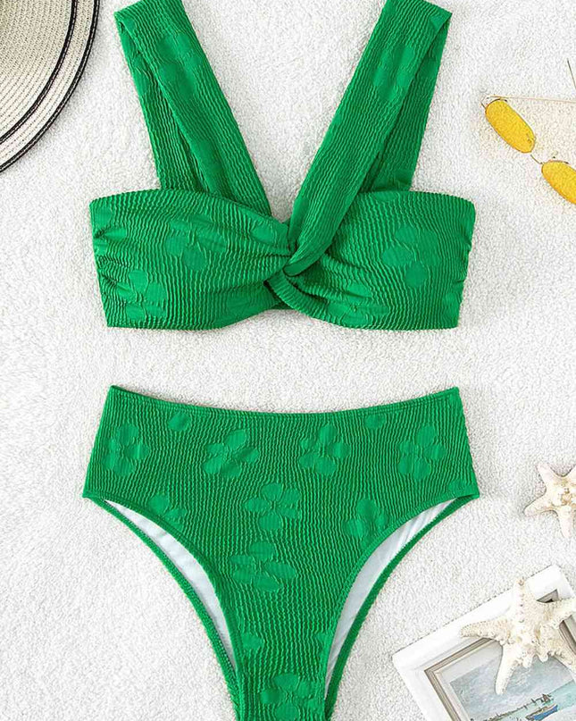 Textured Twisted Detail Bikini Set