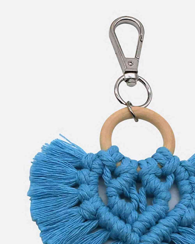 Assorted 4-Pack Heart-Shaped Macrame Fringe Keychain