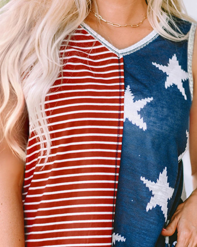 Star and Stripe V-Neck Tank