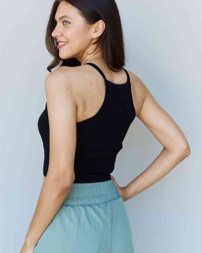 Ninexis Everyday Staple Soft Modal Short Strap Ribbed Tank Top in Black