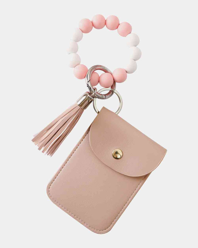 Bead Wristlet Key Chain with Wallet