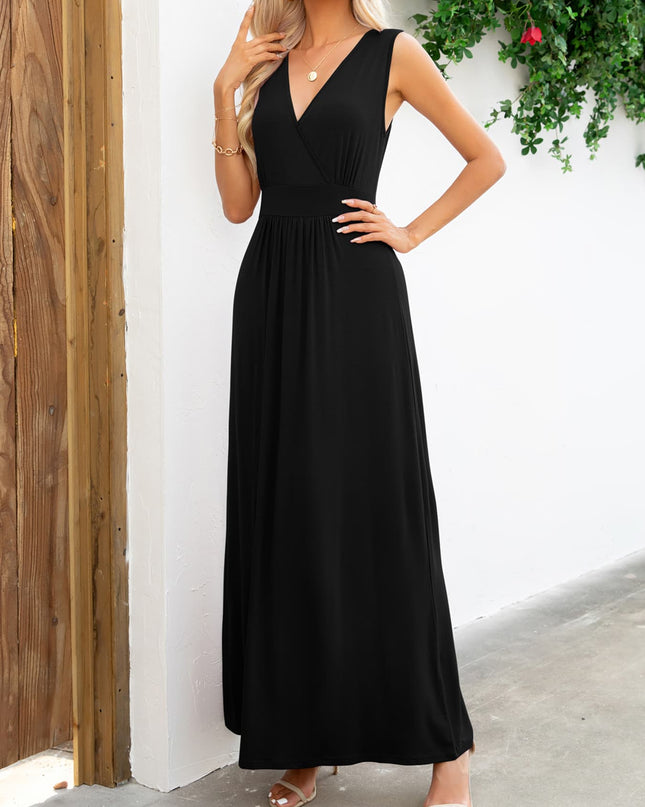Surplice Neck Sleeveless Maxi Dress