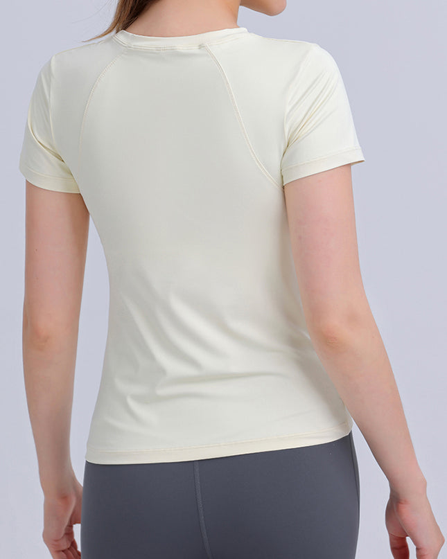 Round Neck Short Sleeve Active Top